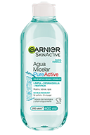 Tubo de crema purificante Garnier Skin Active, detalles en verde oscuro.