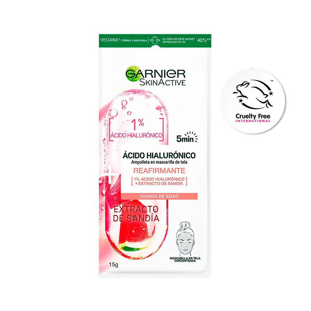 Mascarilla de tela - 1% Ácido Hialurónico + Sandía Garnier	