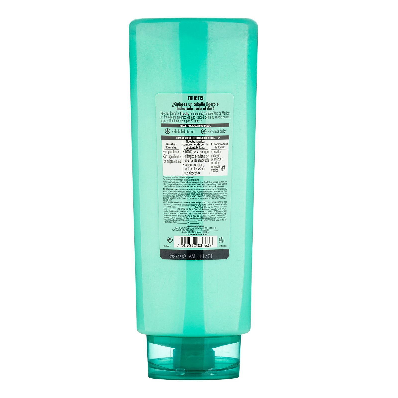 Acondicionador de 650ml Garnier Fructis Aloe Hidra Bomb.