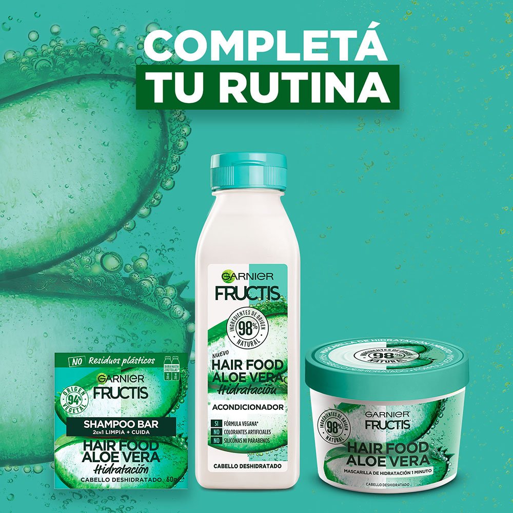 Champú sólido de aloe de la línea Garnier Hair Food.