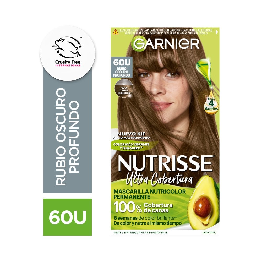 Tintura Nutrisse de Garnier tono 60u Rubio oscuro profundo