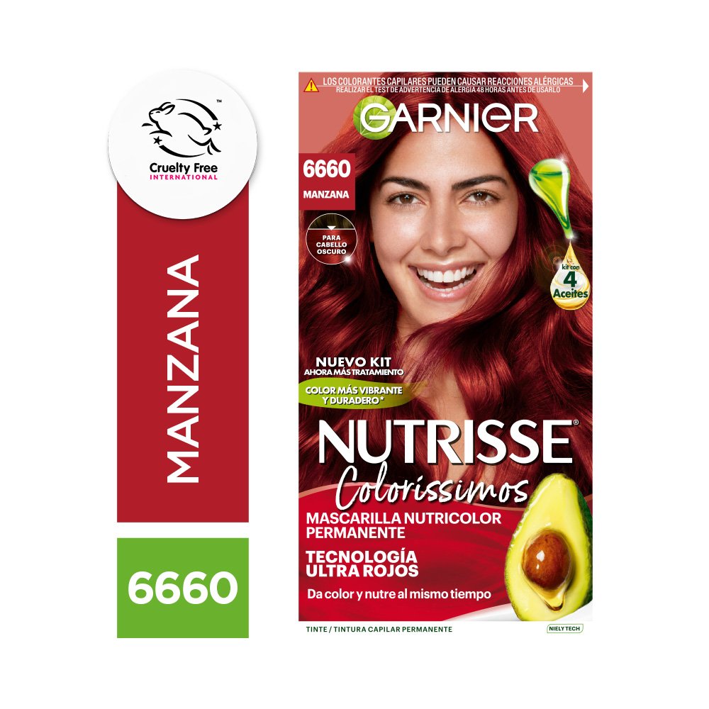 Tintura Nutrisse Coloríssimos de Garnier tono 6660 Manzana