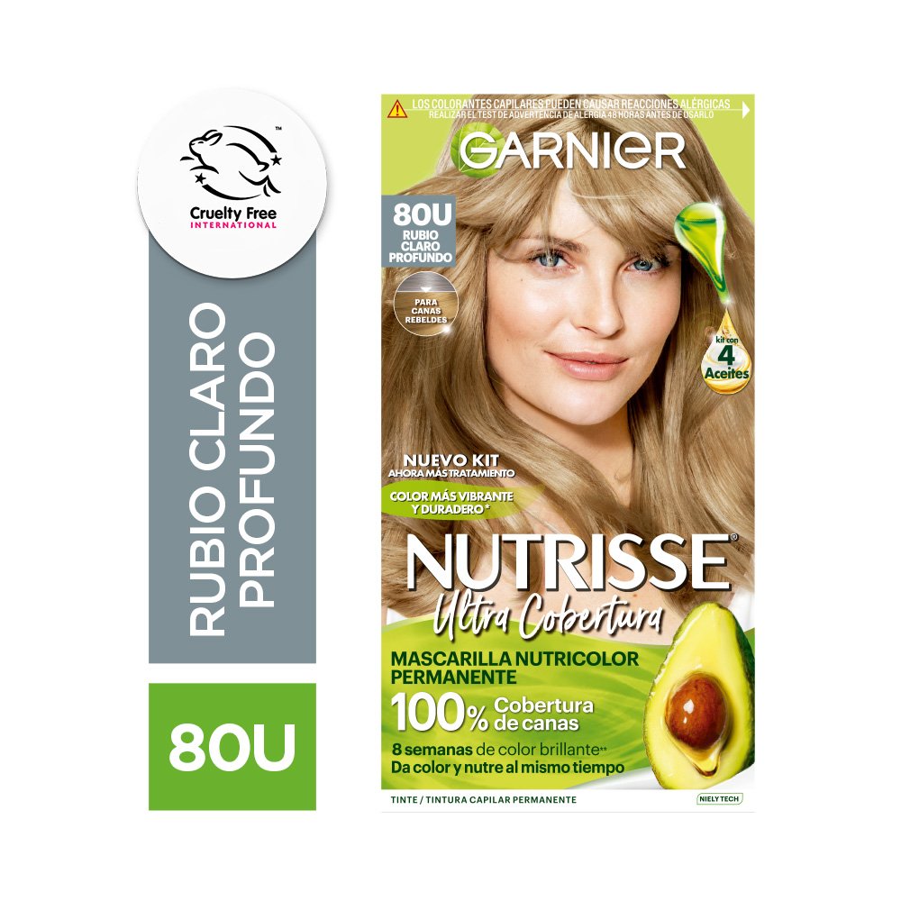 Tintura Nutrisse de Garnier tono 80 Rubio Claro Profundo